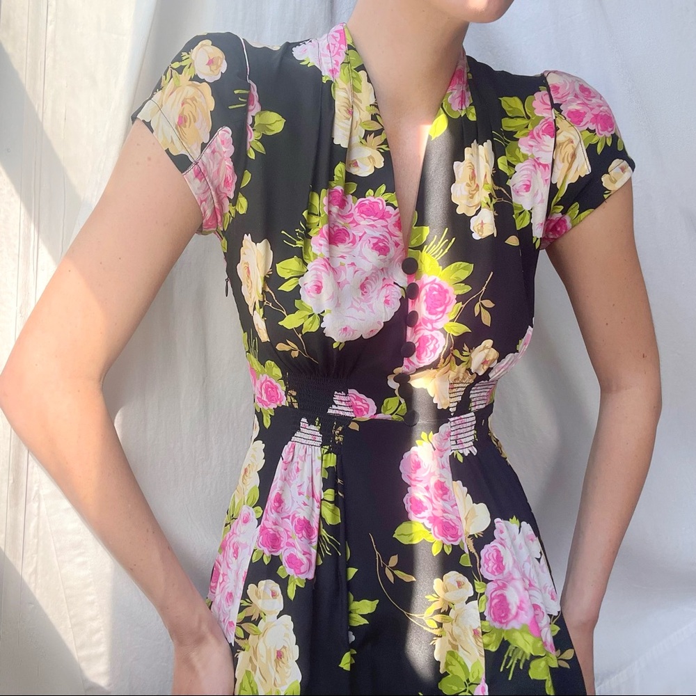 Vintage Betsey Johnson Silk Floral Dress